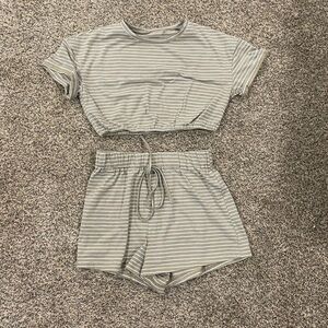 Striped Gray Two-Piece Set